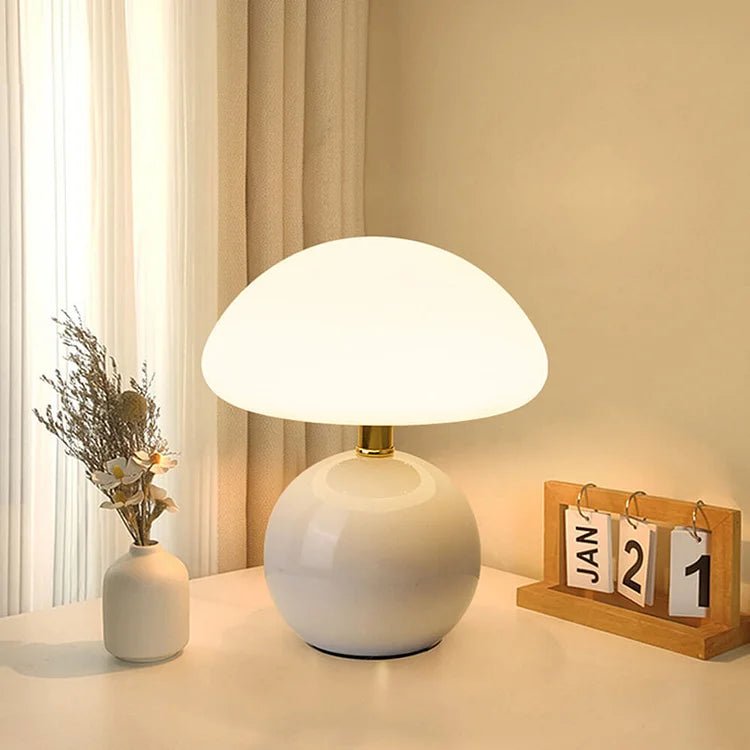 Elegancka Lampa Grzybowa z Ceramiki | Regulowane Światło LED w 3 Kolorach dla Stylowego Wnętrza 8