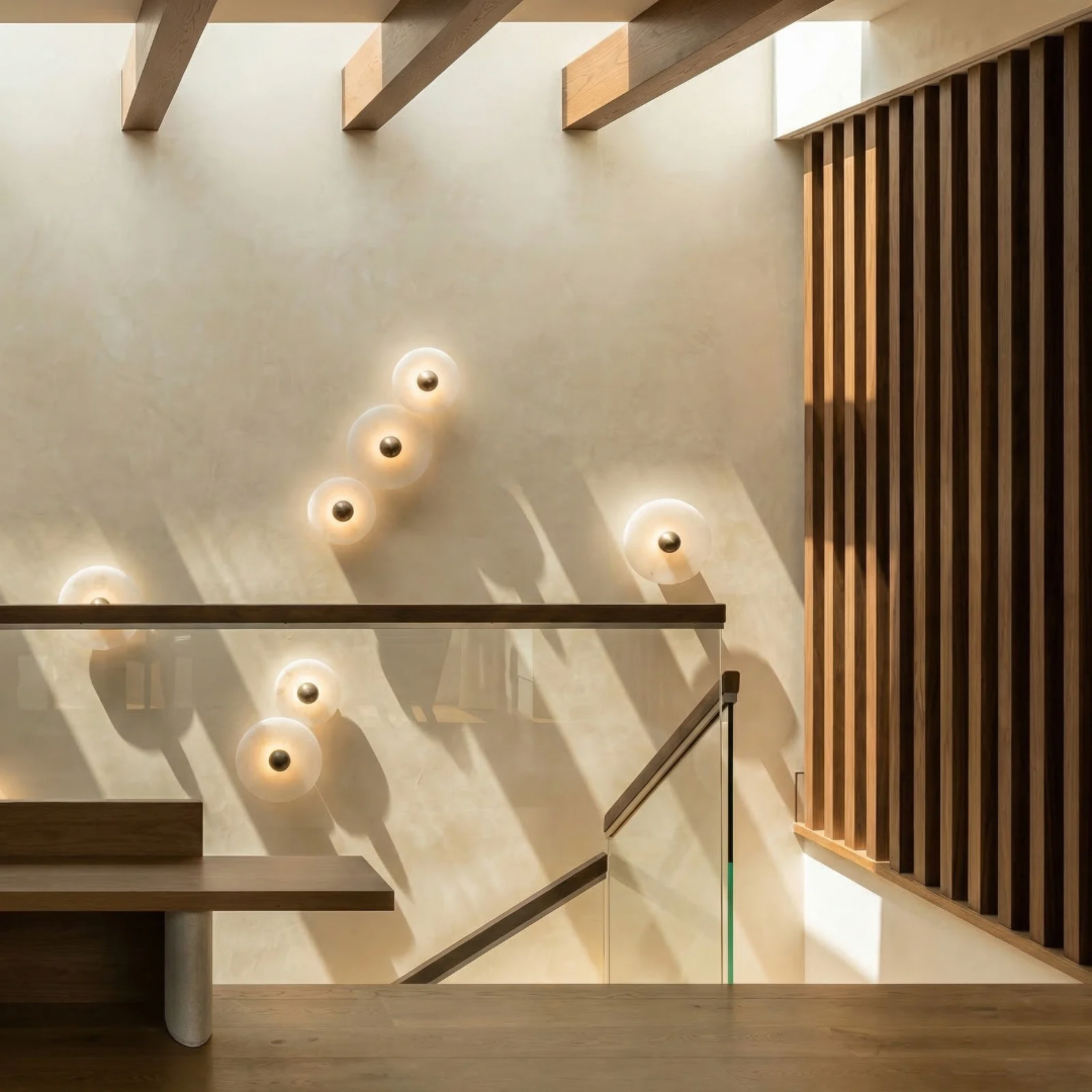 Elegant Alabaster Wall Lamp | Round Natural Stone Sconce with Soft Diffused Light