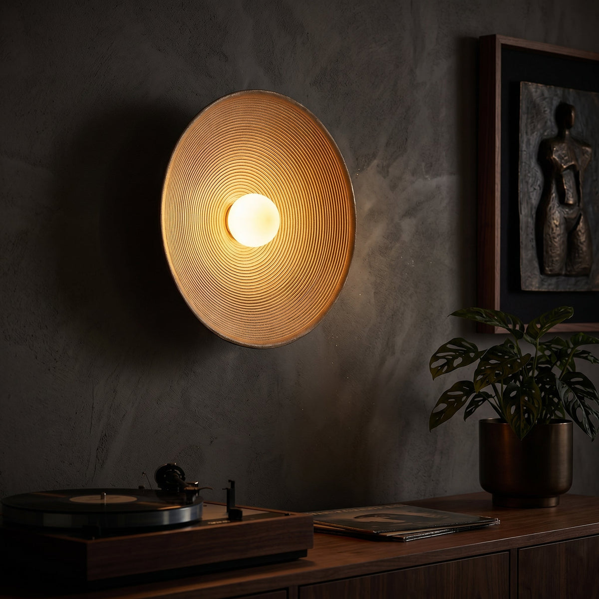 Elegant Ceramic Round Wall Lamp | Minimalist Japandi LED Sconce