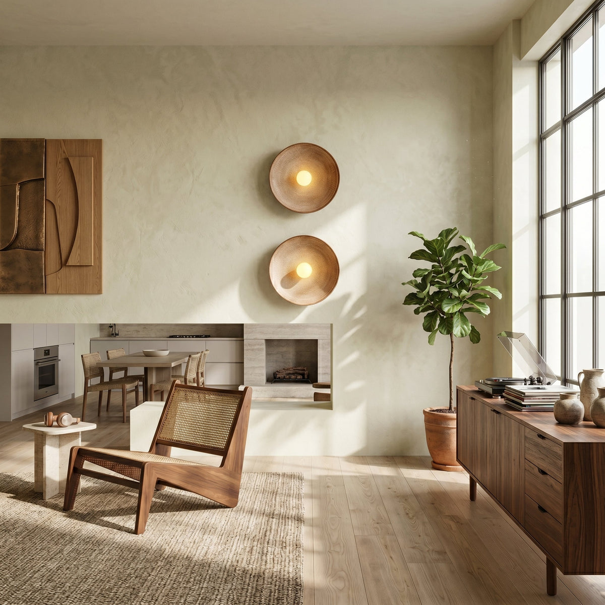 Elegant Ceramic Round Wall Lamp | Minimalist Japandi LED Sconce
