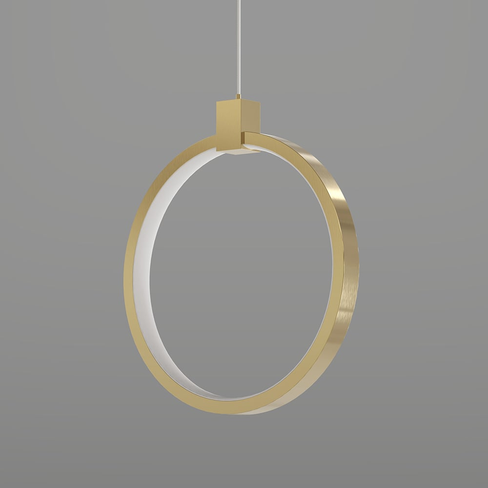 Lampa wisząca LED z okrągłymi pierścieniami | Designerska lampa sufitowa w kolorze złotego mosiądzu