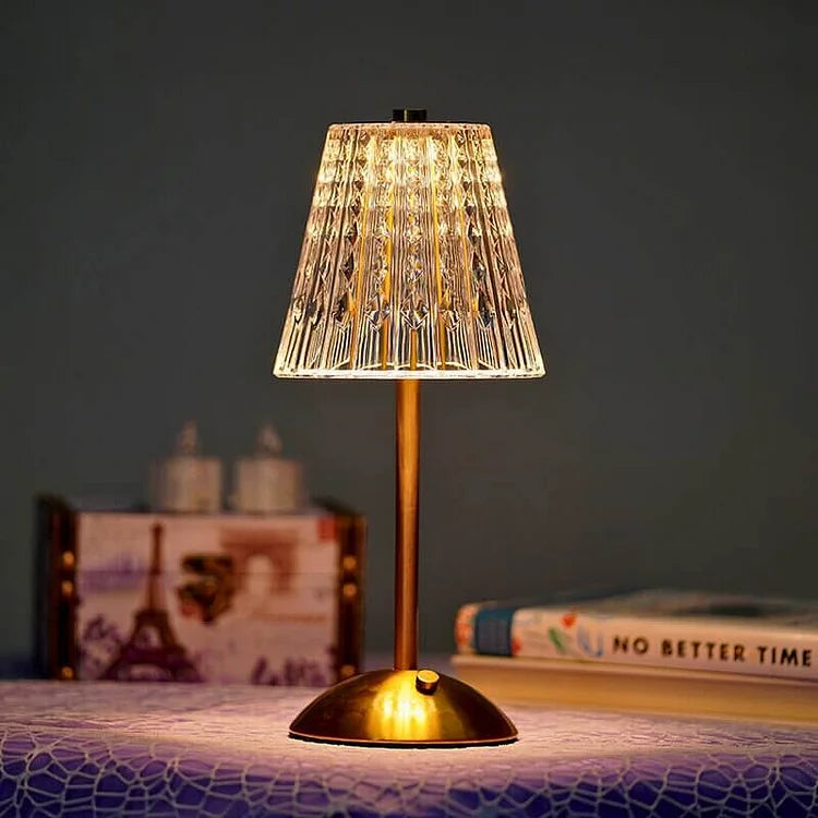 Elegant Crystal | Bezprzewodowa Lampa Stołowa LED – Kryształowa Lampka do Salonu i Sypialni