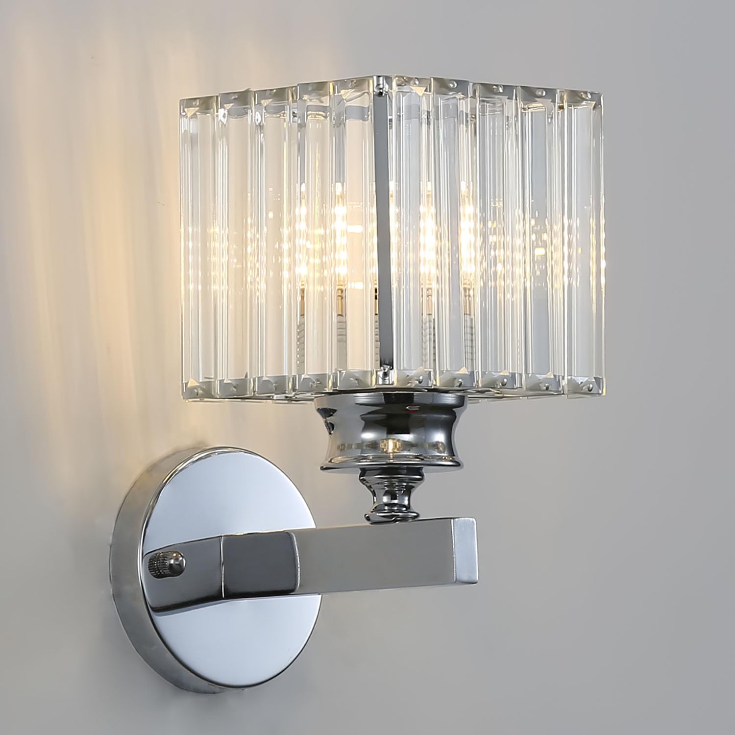 Elegancki Kinkiet Kryształowy | Konfigurowalna Lampa Okrągła lub Kwadratowa z Podstawą E27