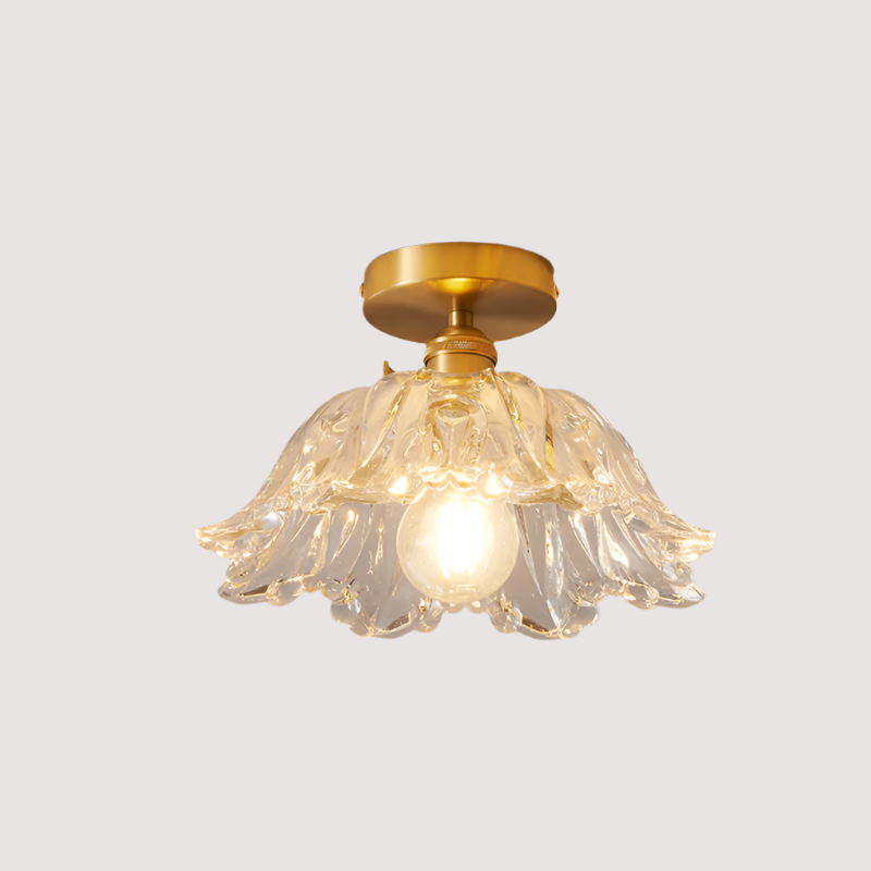 Szklana lampa wisząca kwiat | Designerska lampa sufitowa z miedzi i szkła do salonu, jadalni i sypialni