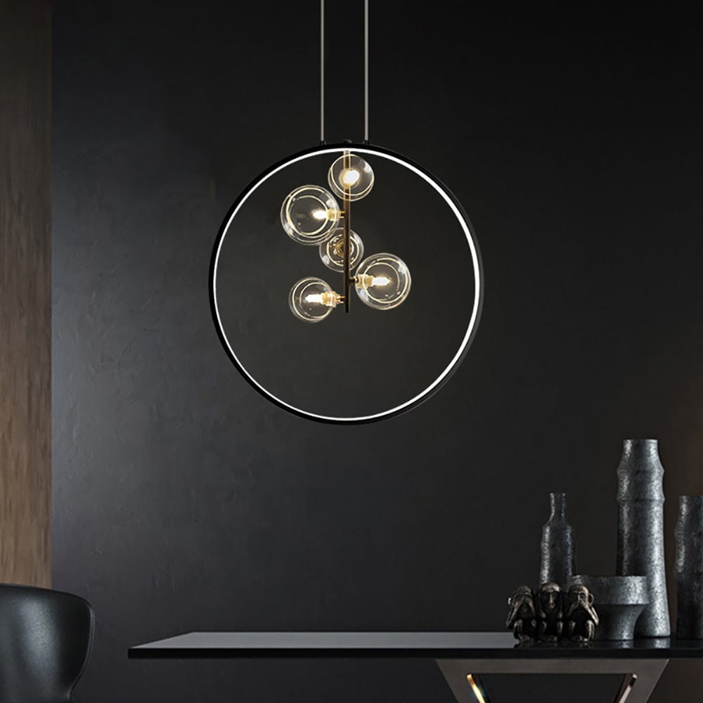 Lumen Collection | Szklana lampa wisząca kula | Nowoczesne oświetlenie do salonu, kuchni i jadalni
