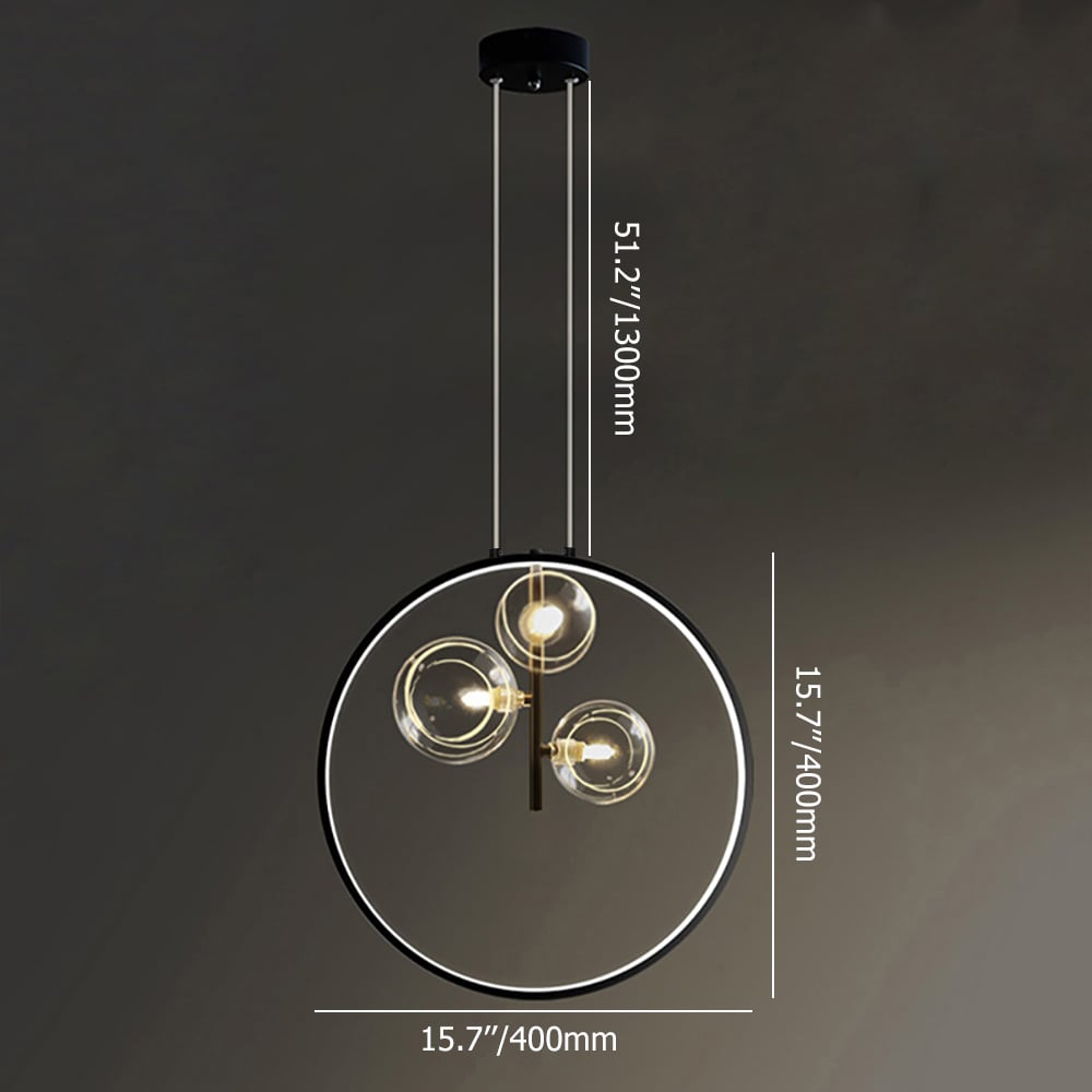 Lumen Collection | Szklana lampa wisząca kula | Nowoczesne oświetlenie do salonu, kuchni i jadalni