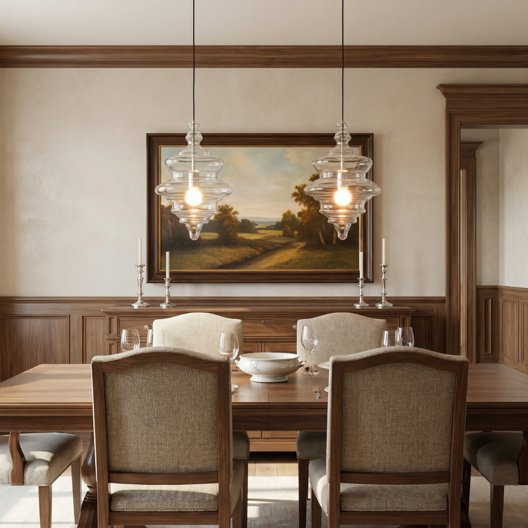 Lumen Collection | Designerska szklana lampa wisząca | Eleganckie oświetlenie do salonu, jadalni i przedpokoju