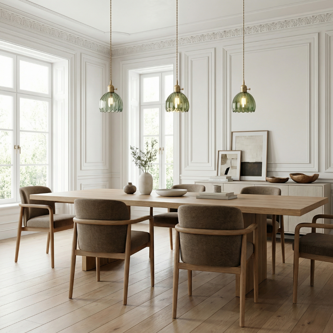 Lumen Collection | Szklana lampa wisząca w stylu vintage | Eleganckie oświetlenie do salonu, jadalni i kuchni