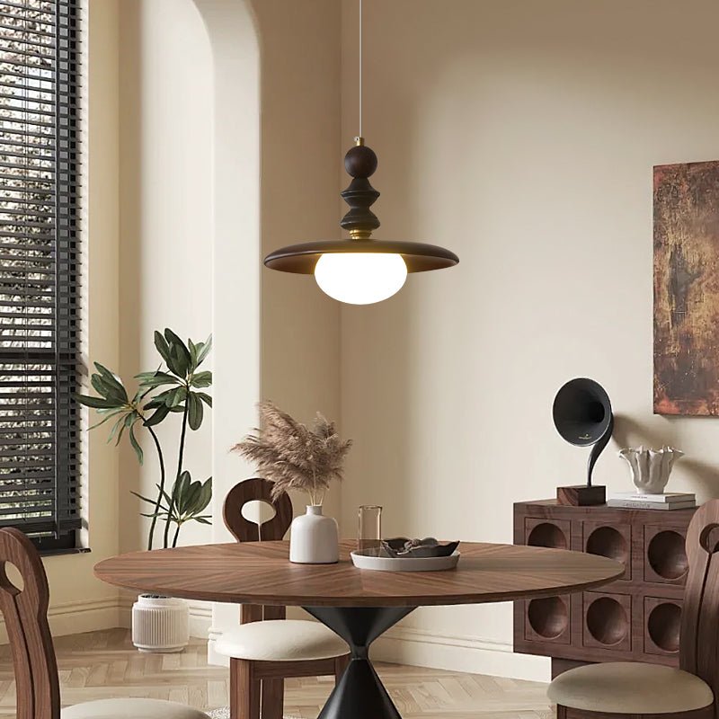 Lampa wisząca Ardell LED | Designerska lampa sufitowa z drewna, szkła i metalu do salonu i jadalni