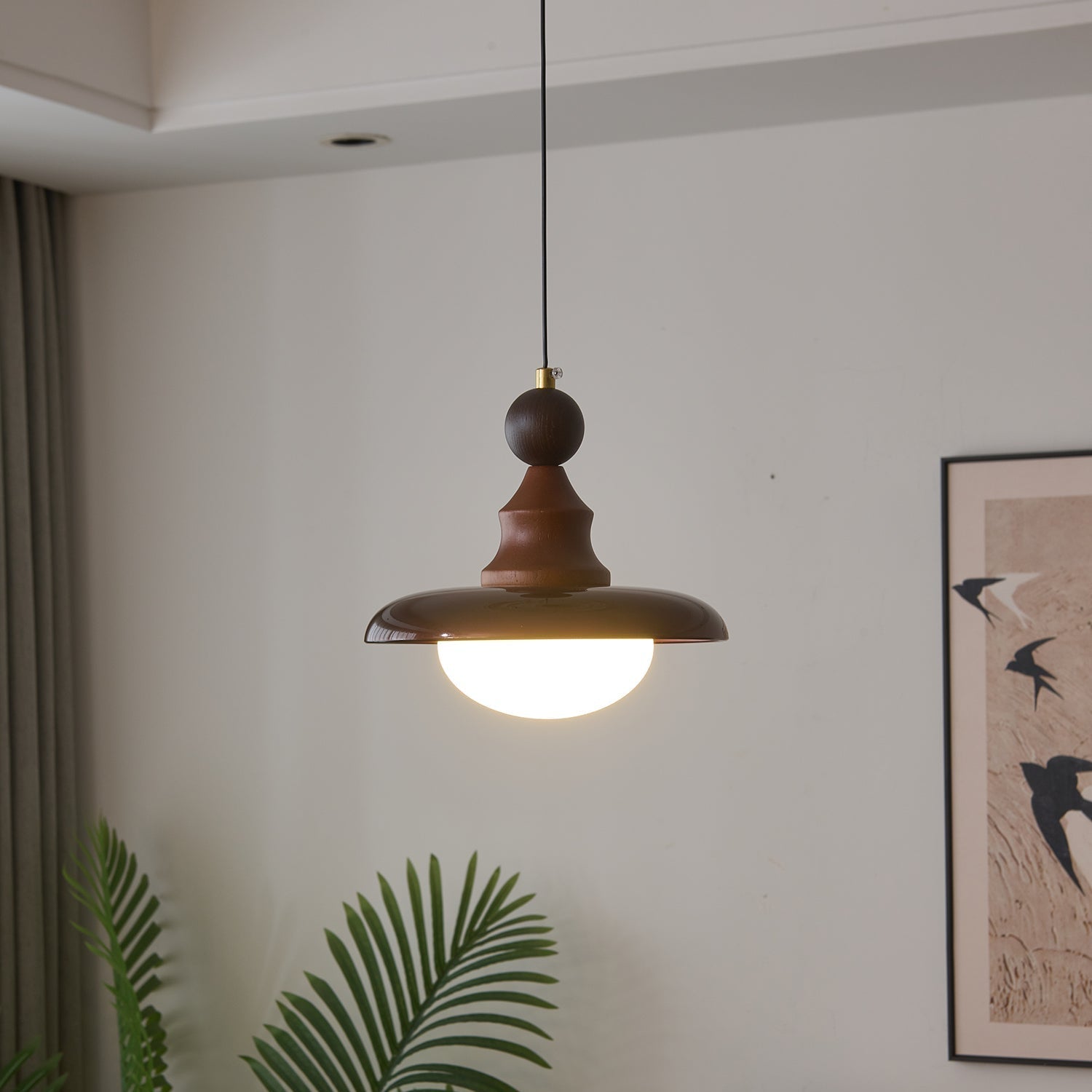 Lampa wisząca Ardell LED | Designerska lampa sufitowa z drewna, szkła i metalu do salonu i jadalni