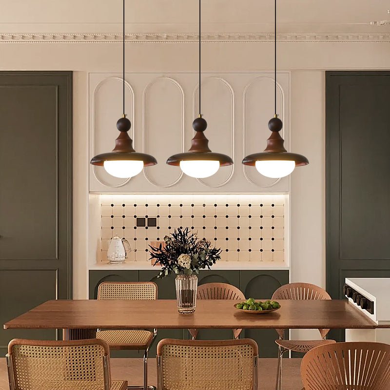 Lampa wisząca Ardell LED | Designerska lampa sufitowa z drewna, szkła i metalu do salonu i jadalni
