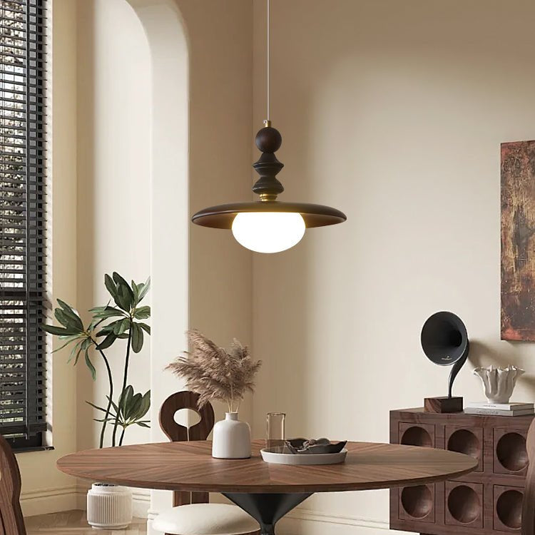 Lampa wisząca Ardell LED | Designerska lampa sufitowa z drewna, szkła i metalu do salonu i jadalni