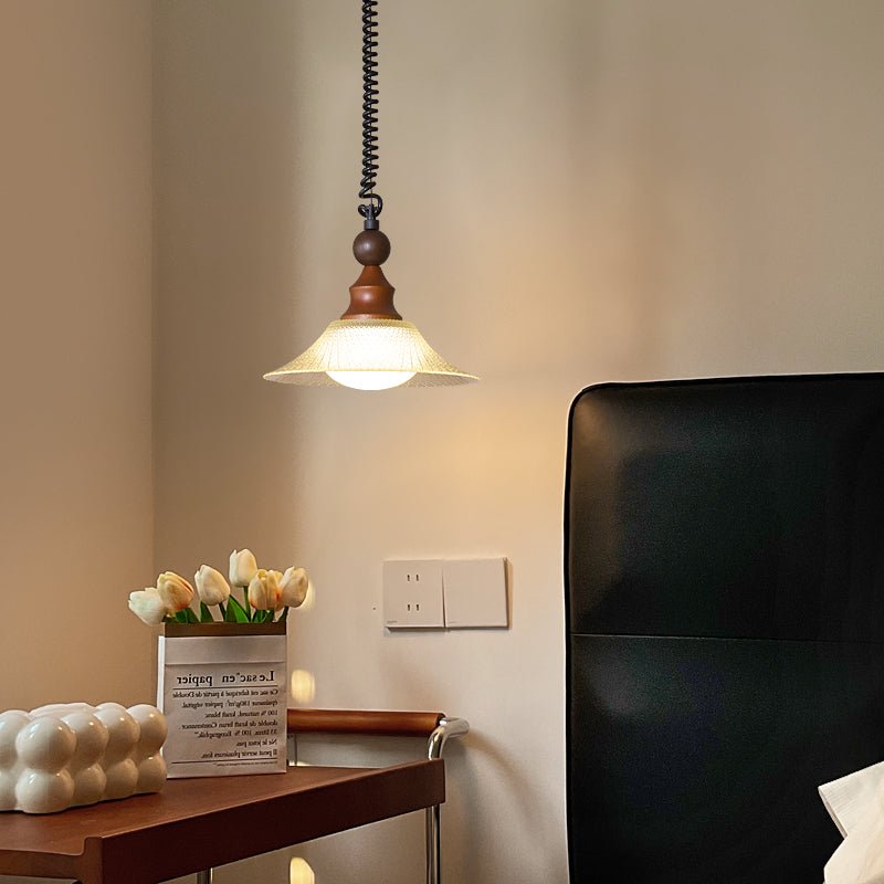 Lampa wisząca Ardell LED | Designerska lampa sufitowa z drewna, szkła i metalu do salonu i jadalni