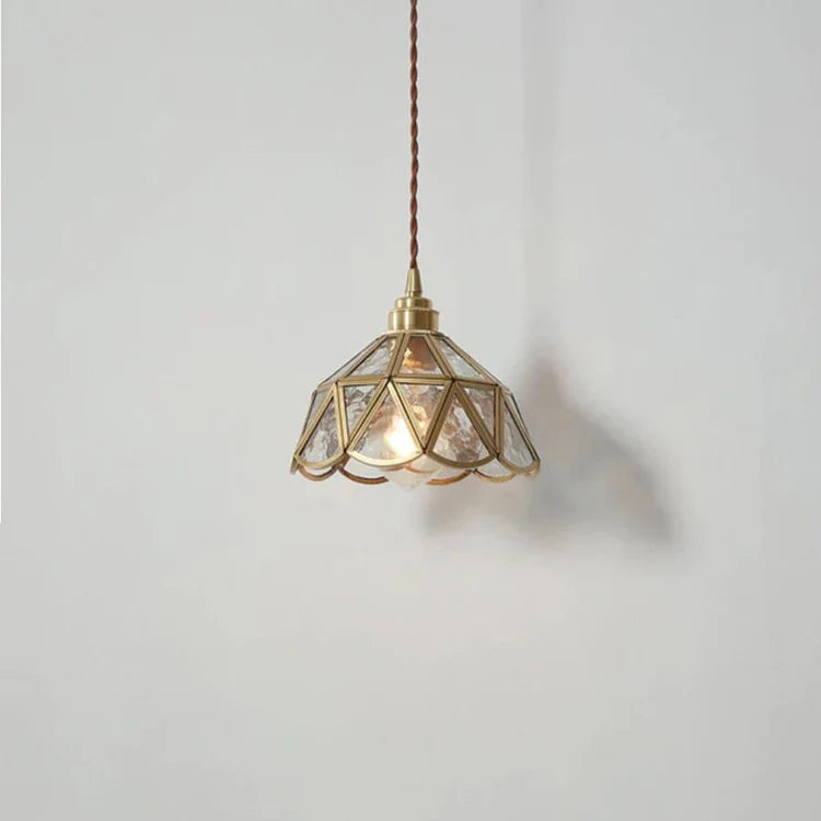 Mosiężna lampa wisząca ze szkła | Designerska lampa sufitowa do salonu, jadalni i kuchni
