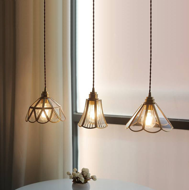 Mosiężna lampa wisząca ze szkła | Designerska lampa sufitowa do salonu, jadalni i kuchni