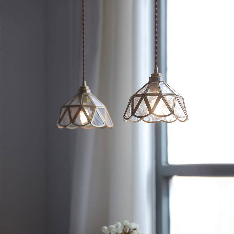 Mosiężna lampa wisząca ze szkła | Designerska lampa sufitowa do salonu, jadalni i kuchni