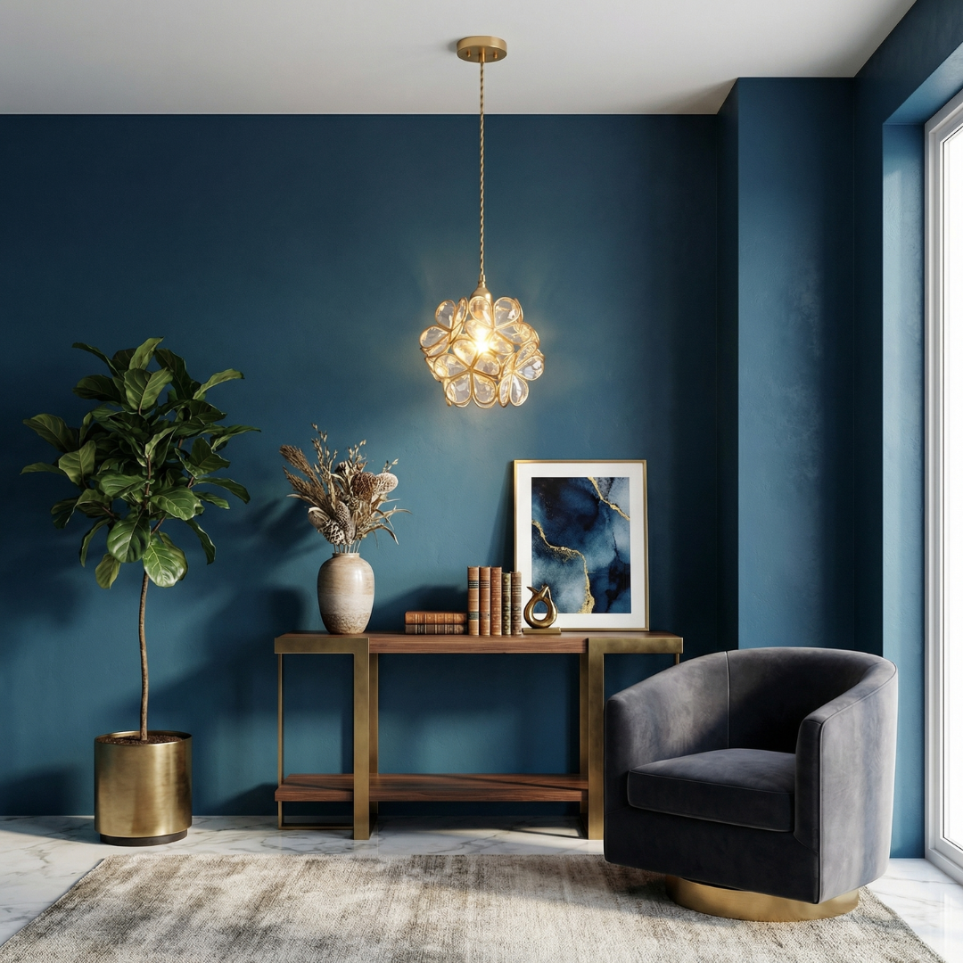 Lumen Collection | Szklana lampa wisząca z kloszem w kształcie płatków | Eleganckie oświetlenie do kuchni, jadalni i przedpokoju