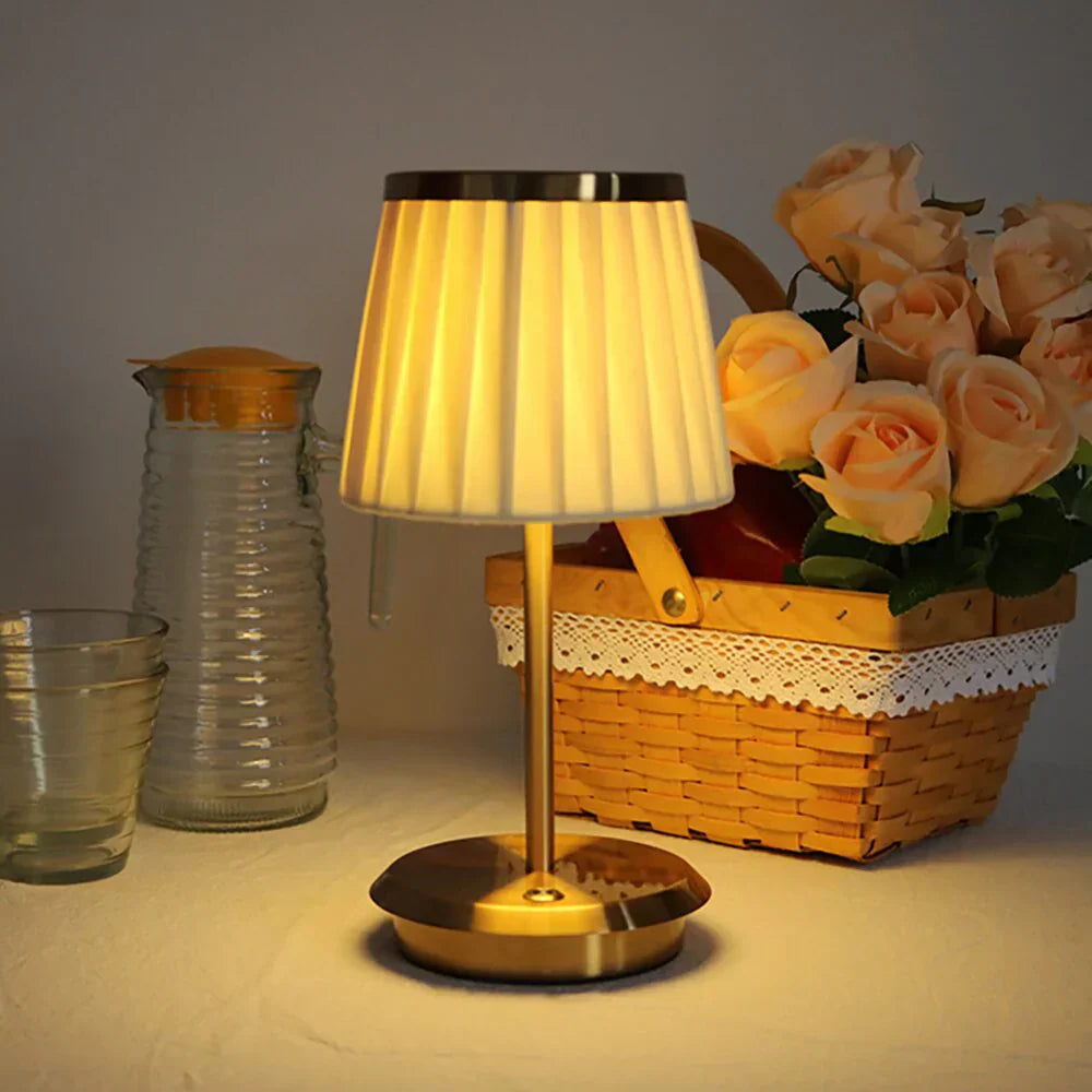 Classic Elegance | Bezprzewodowa Lampa Stołowa LED z Abażurem – Elegancka Lampka do Salonu i Sypialni