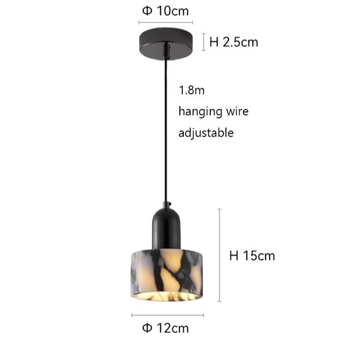Marmurowa lampa wisząca z naturalnego kamienia | Designerska lampa sufitowa do salonu i jadalni