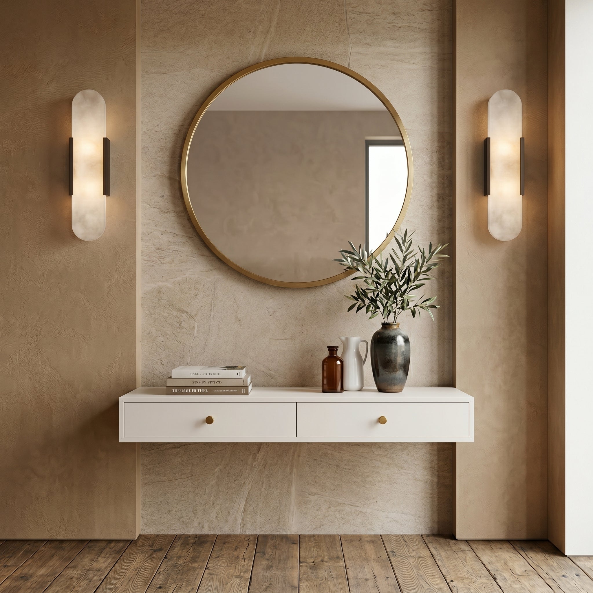 Elegant Marble Wall Sconce | Compact Design with Soft Diffused Glow