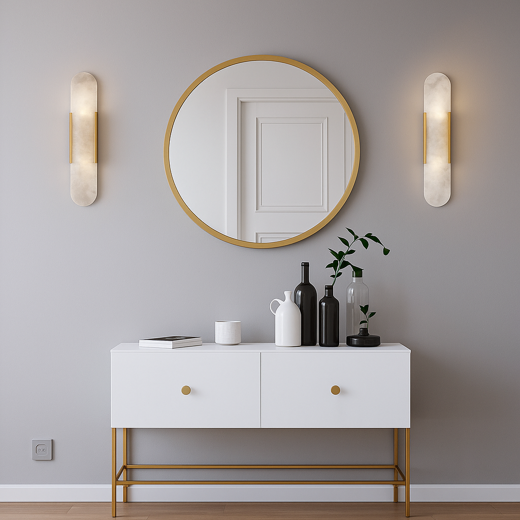 Elegant Marble Wall Sconce | Compact Design with Soft Diffused Glow