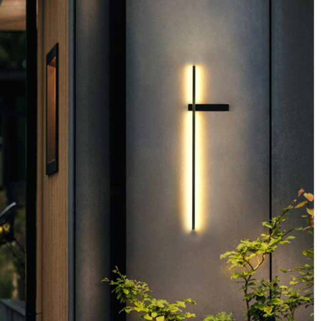 Elegancka Zewnętrzna Lampa Ścienna | Nowoczesny Kinkiet Słupkowy z Oświetleniem LED