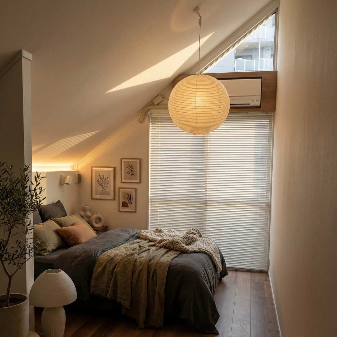 Lumen Collection | Papierowa lampa wisząca w stylu japandi | Ciepłe oświetlenie do salonu, sypialni i jadalni