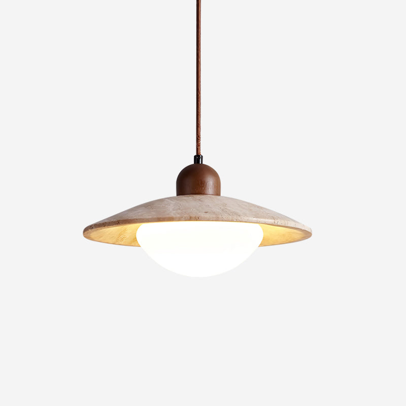 Lumen Collection | Lampa wisząca z trawertynu i szkła | Eleganckie oświetlenie do salonu, jadalni i sypialni