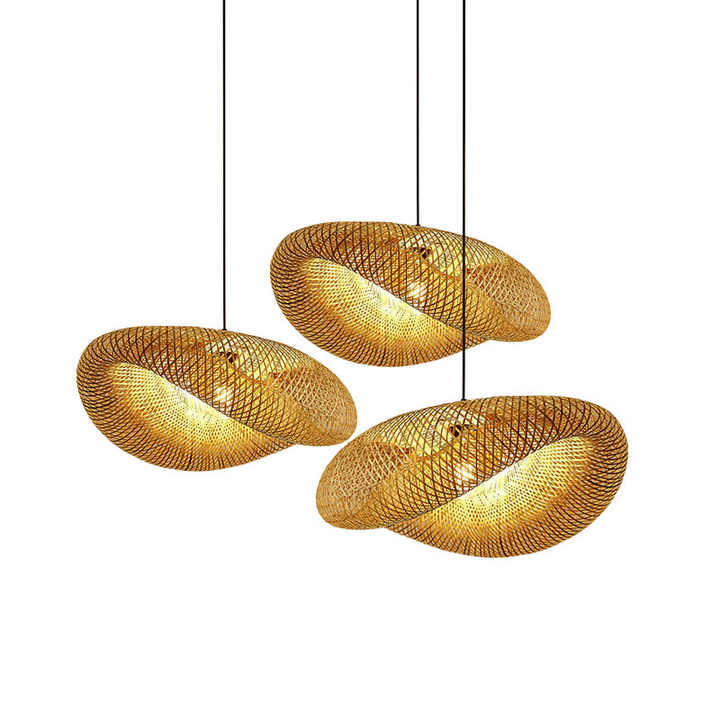 Lumen Collection | Bambusowa lampa wisząca ręcznie pleciona | Naturalne oświetlenie do salonu, jadalni i kuchni