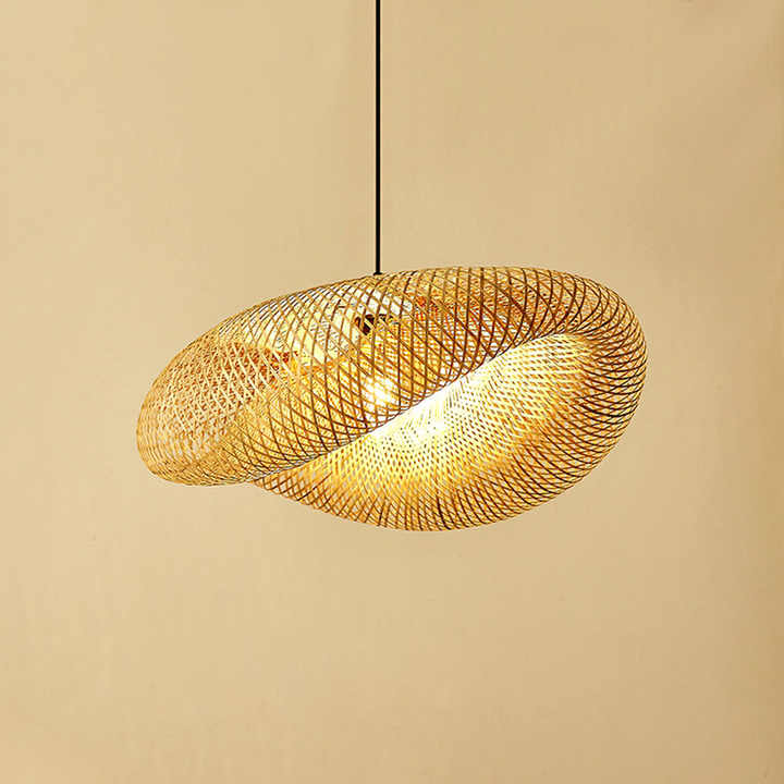 Lumen Collection | Bambusowa lampa wisząca ręcznie pleciona | Naturalne oświetlenie do salonu, jadalni i kuchni