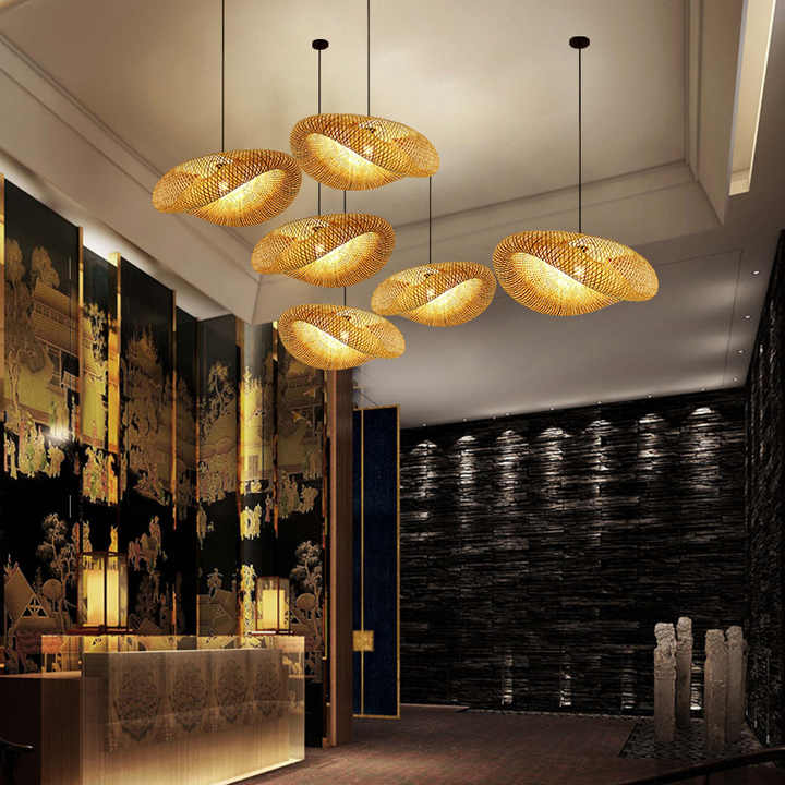 Lumen Collection | Bambusowa lampa wisząca ręcznie pleciona | Naturalne oświetlenie do salonu, jadalni i kuchni