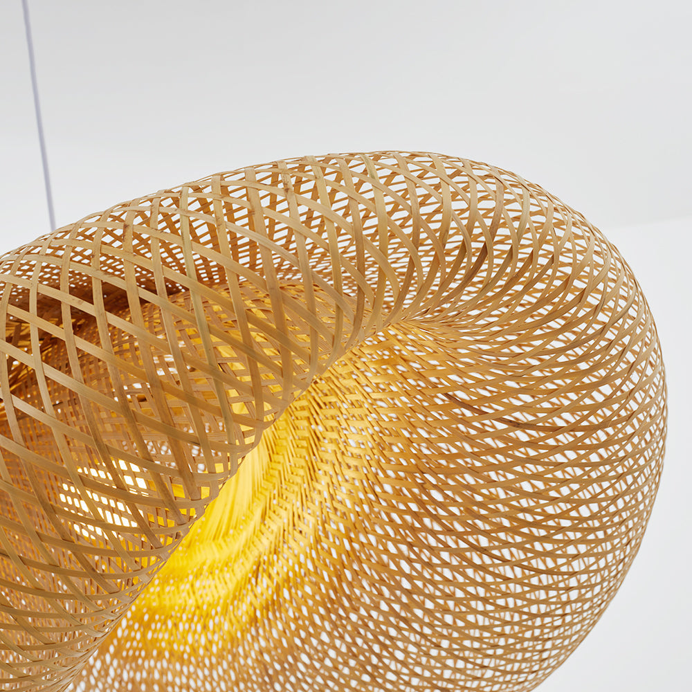 Lumen Collection | Bambusowa lampa wisząca ręcznie pleciona | Naturalne oświetlenie do salonu, jadalni i kuchni