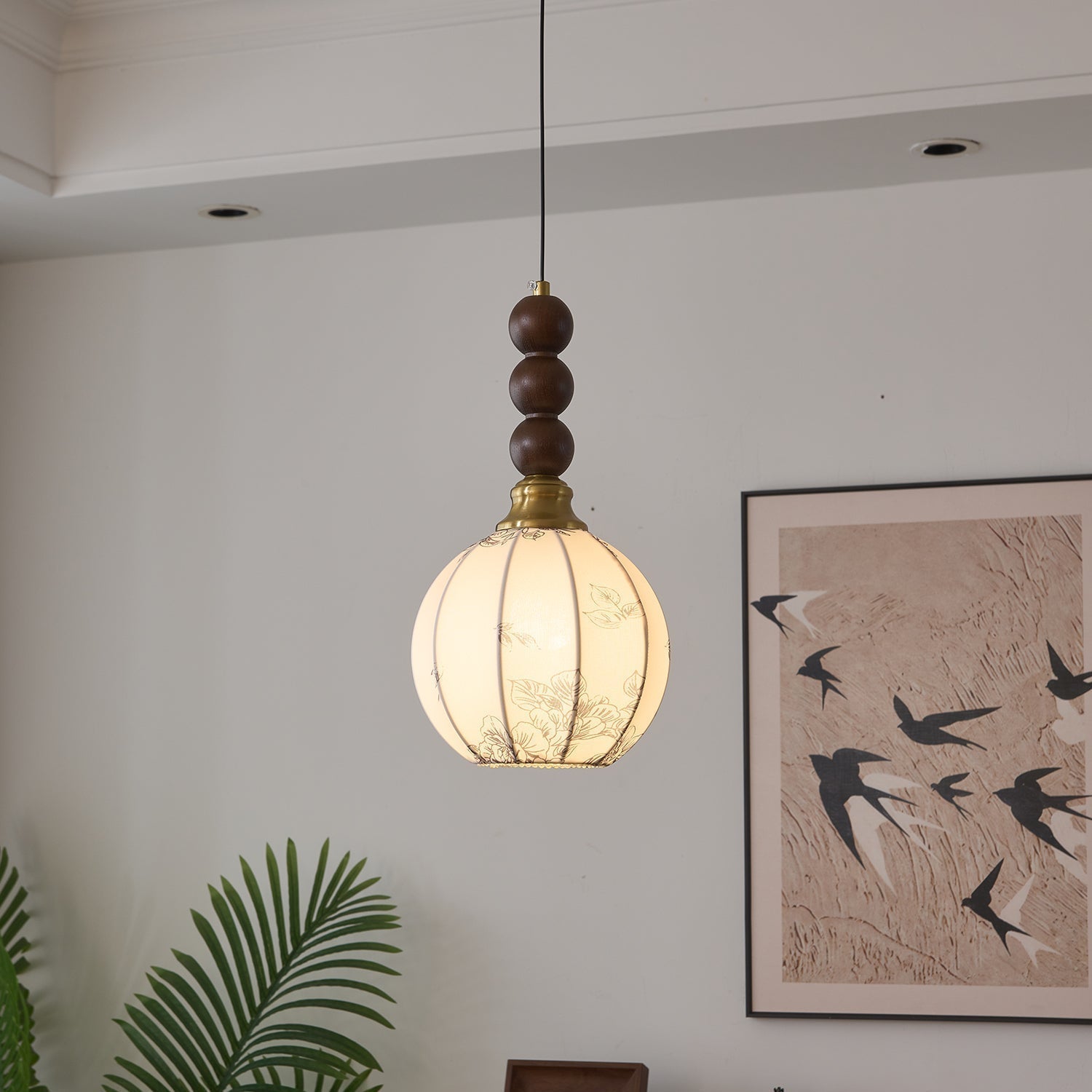 Lumen Collection | Elegancka lampa wisząca ze szkła i drewna | Designerskie oświetlenie do salonu, jadalni i sypialni