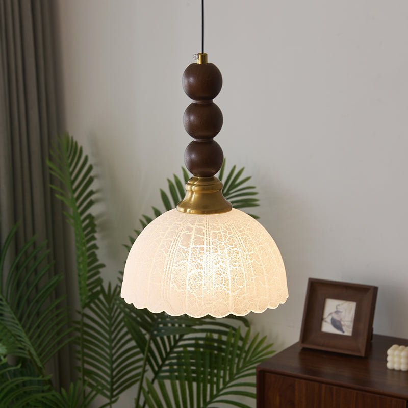 Lumen Collection | Elegancka lampa wisząca ze szkła i drewna | Designerskie oświetlenie do salonu, jadalni i sypialni