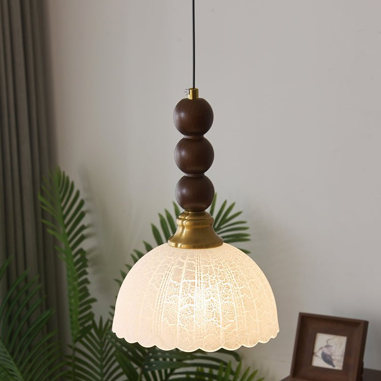 Lumen Collection | Elegancka lampa wisząca ze szkła i drewna | Designerskie oświetlenie do salonu, jadalni i sypialni