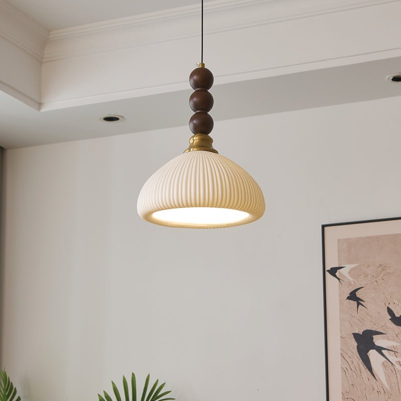 Lumen Collection | Elegancka lampa wisząca ze szkła i drewna | Designerskie oświetlenie do salonu, jadalni i sypialni