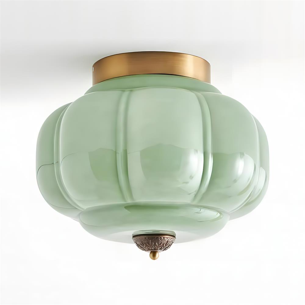 Zielona szklana lampa sufitowa Elyra | Designerska lampa z metalu i szkła do salonu, sypialni i kuchni
