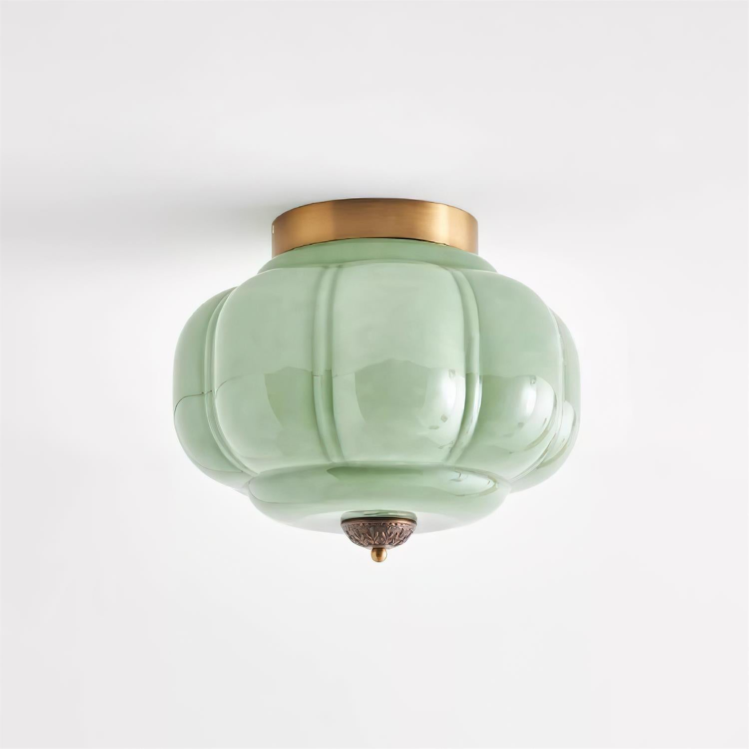 Zielona szklana lampa sufitowa Elyra | Designerska lampa z metalu i szkła do salonu, sypialni i kuchni