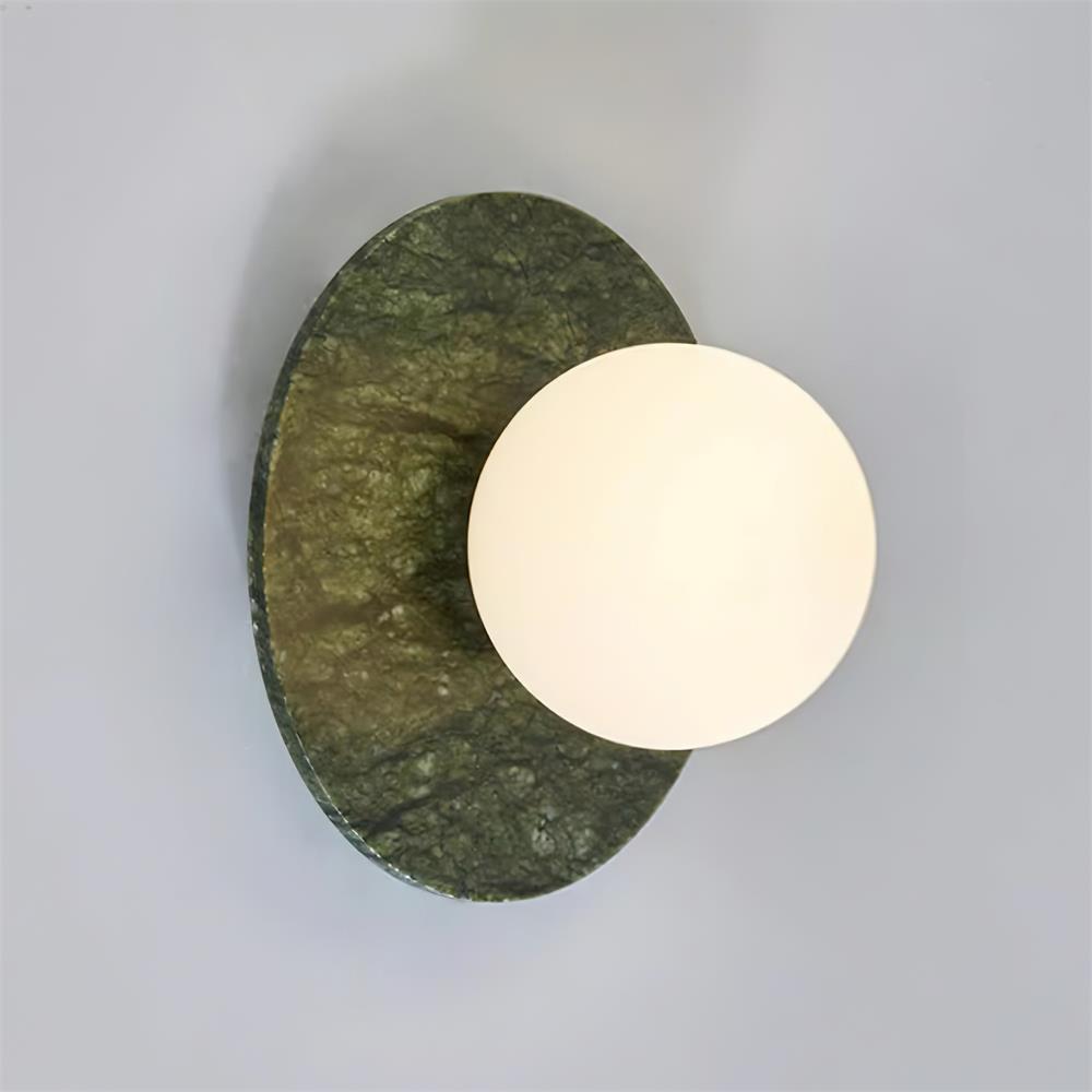 Enox | Minimalist Globe Wall Lamp with Green Marble Base
