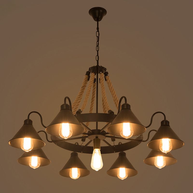 Epoch | Vintage Industrial Chandelier with Rustic Rope Design