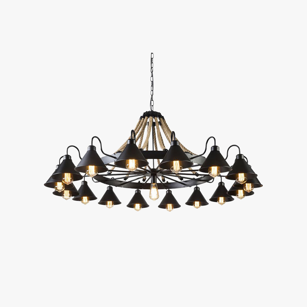 Epoch | Vintage Industrial Chandelier with Rustic Rope Design