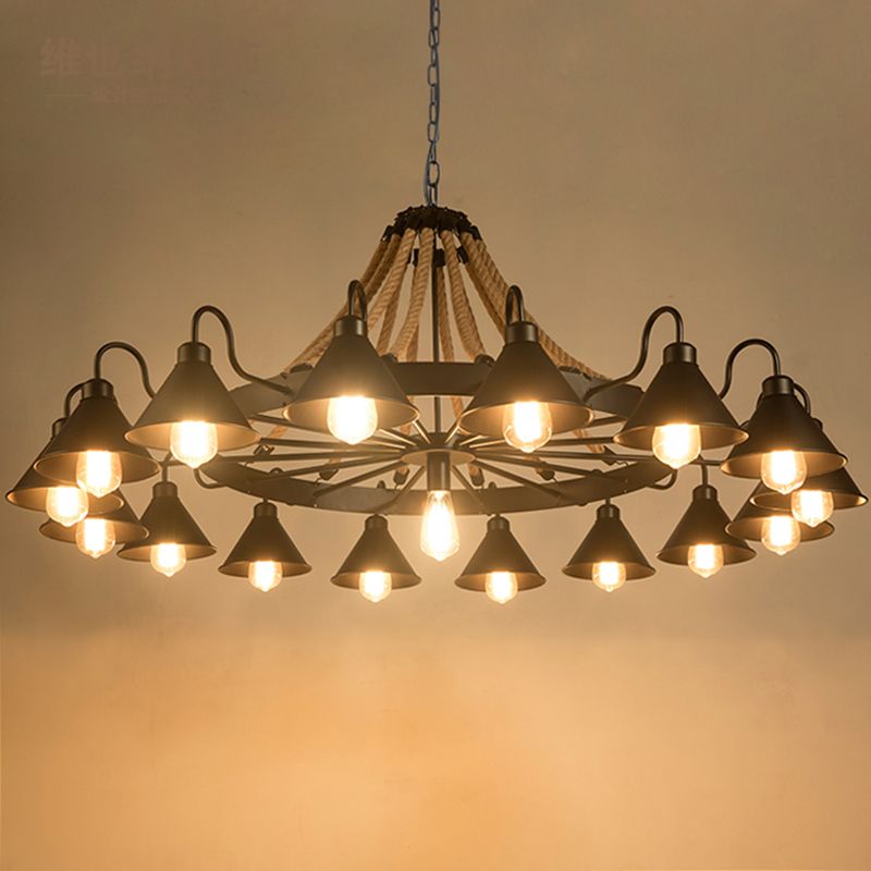 Epoch | Vintage Industrial Chandelier with Rustic Rope Design
