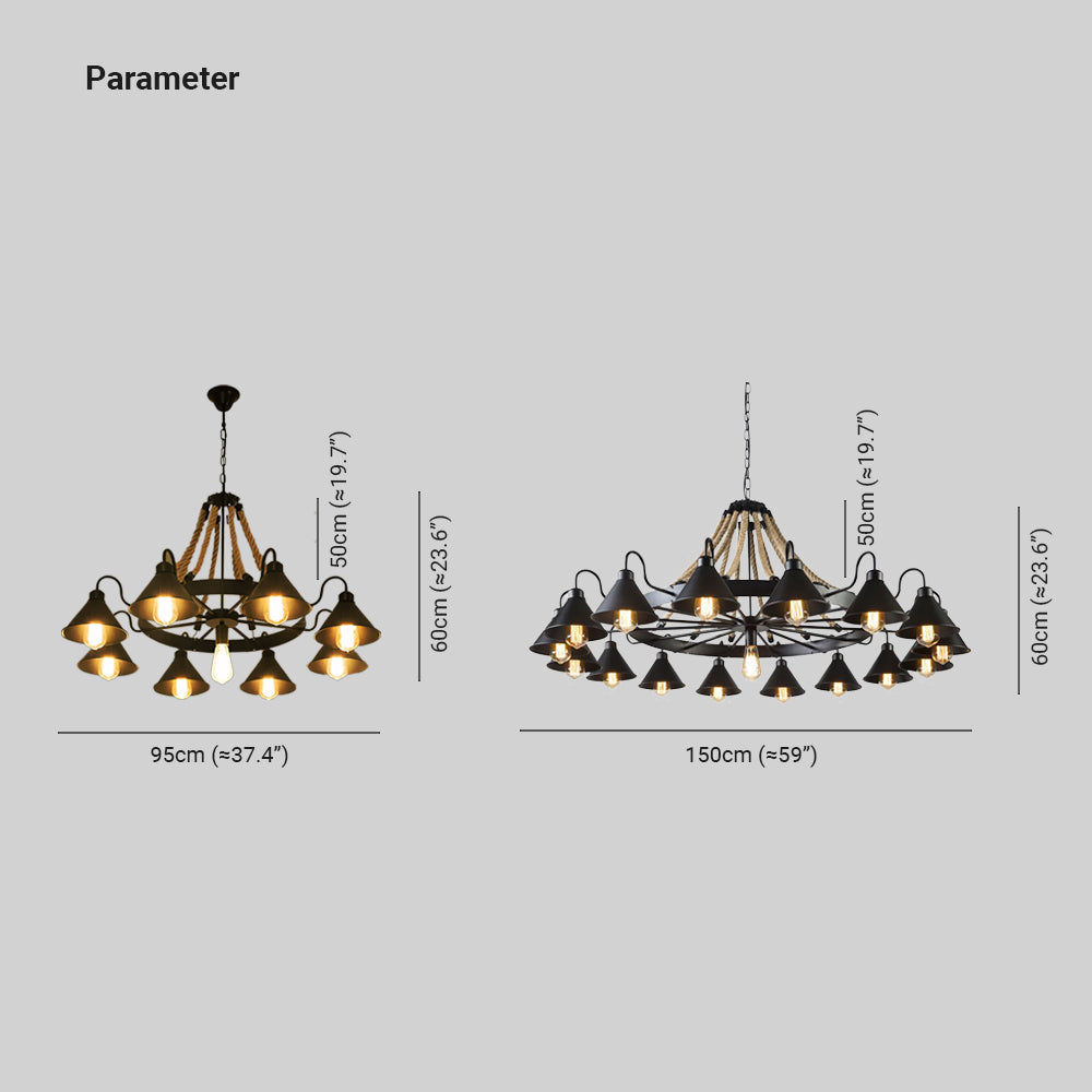 Epoch | Vintage Industrial Chandelier with Rustic Rope Design