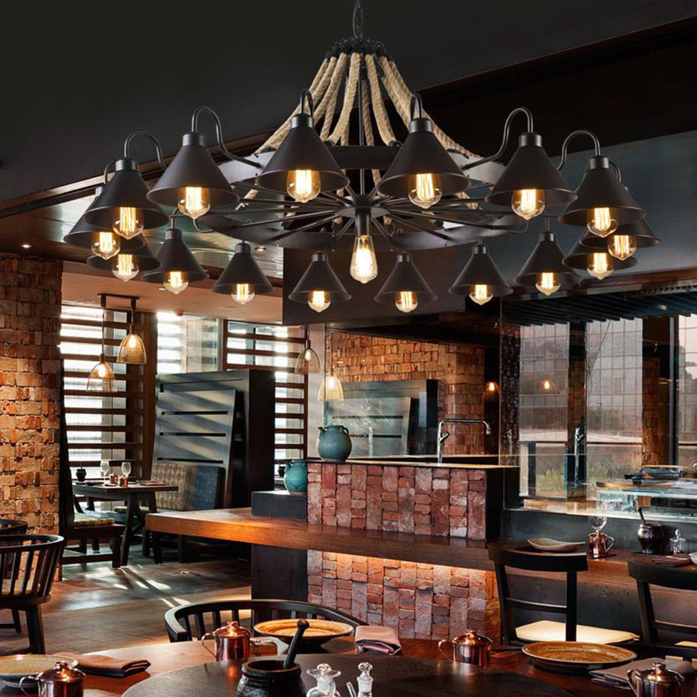 Epoch | Vintage Industrial Chandelier with Rustic Rope Design