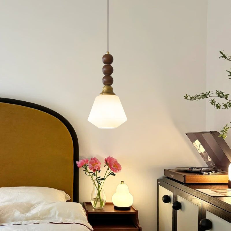Lumen Collection | Elegancka lampa wisząca ze szkła i drewna | Ponadczasowe oświetlenie do salonu i jadalni