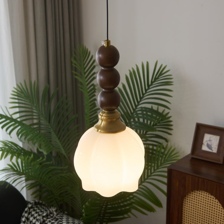 Lumen Collection | Elegancka lampa wisząca ze szkła i drewna | Ponadczasowe oświetlenie do salonu i jadalni