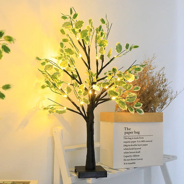 Festive Glow | Christmas Green Leaves LED Tree Lights, Warm White