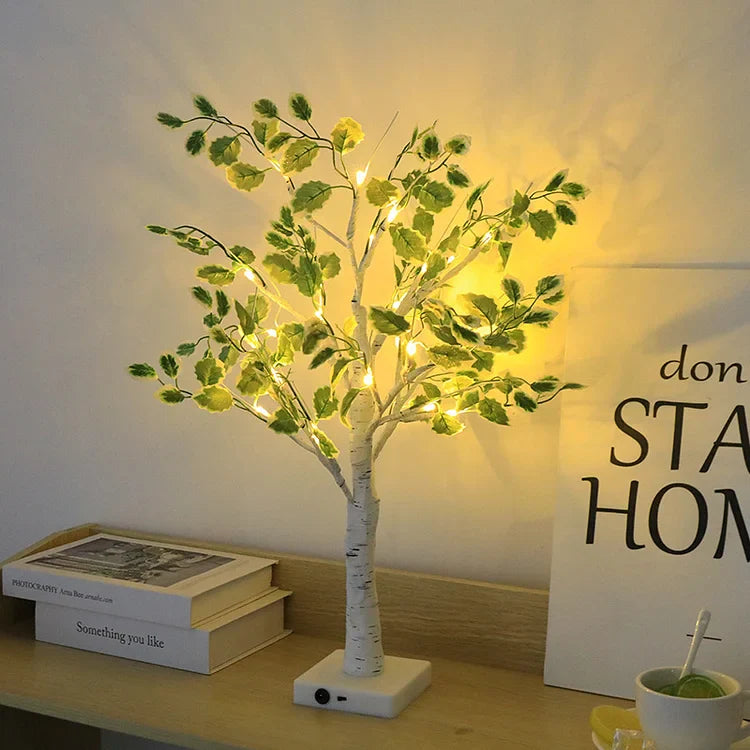 Festive Glow | Christmas Green Leaves LED Tree Lights, Warm White