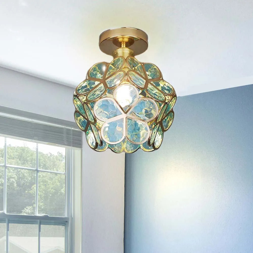 Lampa sufitowa w kształcie kwiatów | Designerska szklana lampa do przedpokoju, salonu i sypialni