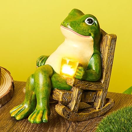 Glowing Frog Statue | Solar Garden Decor with Soft Light